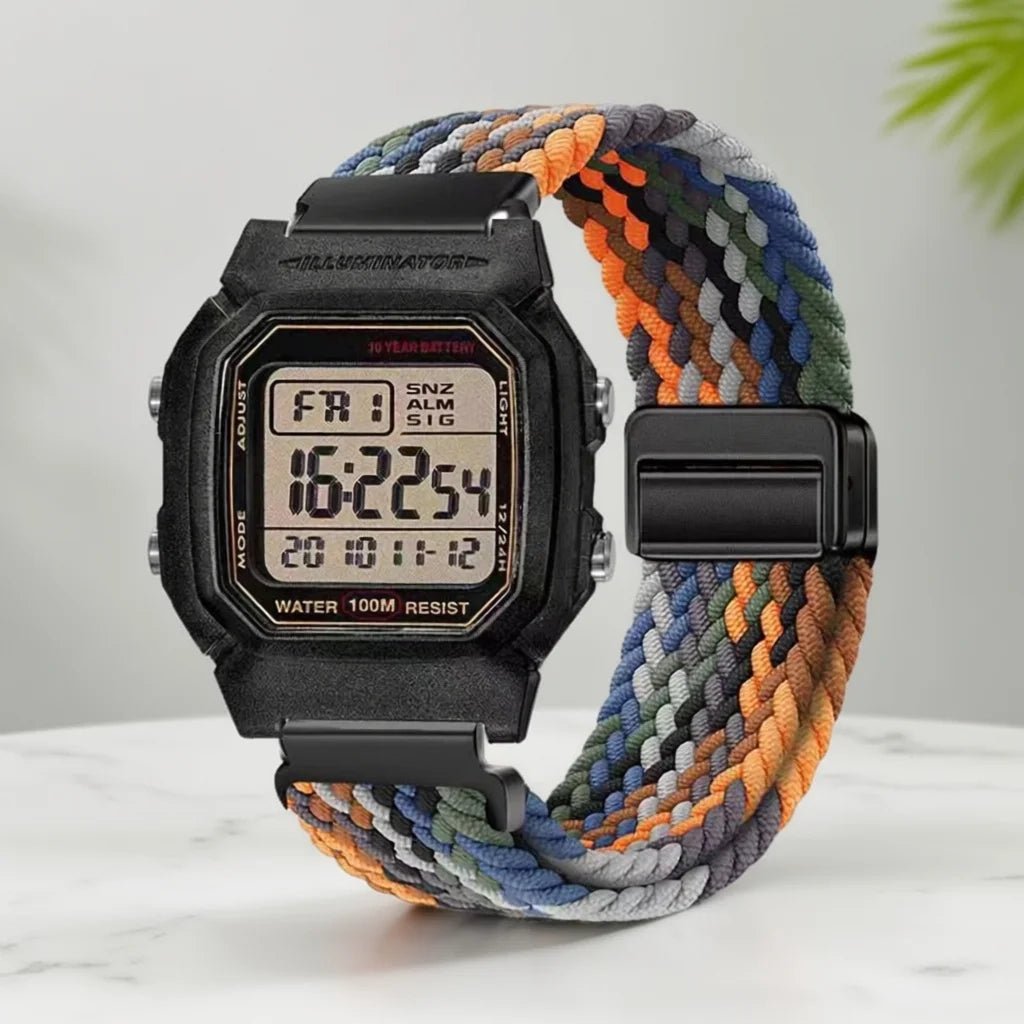 Bracelet en nylon de 18 mm pour montre Casio Small Square AE1200/1300/F91W/W218/F108, boucle magnétique élastique