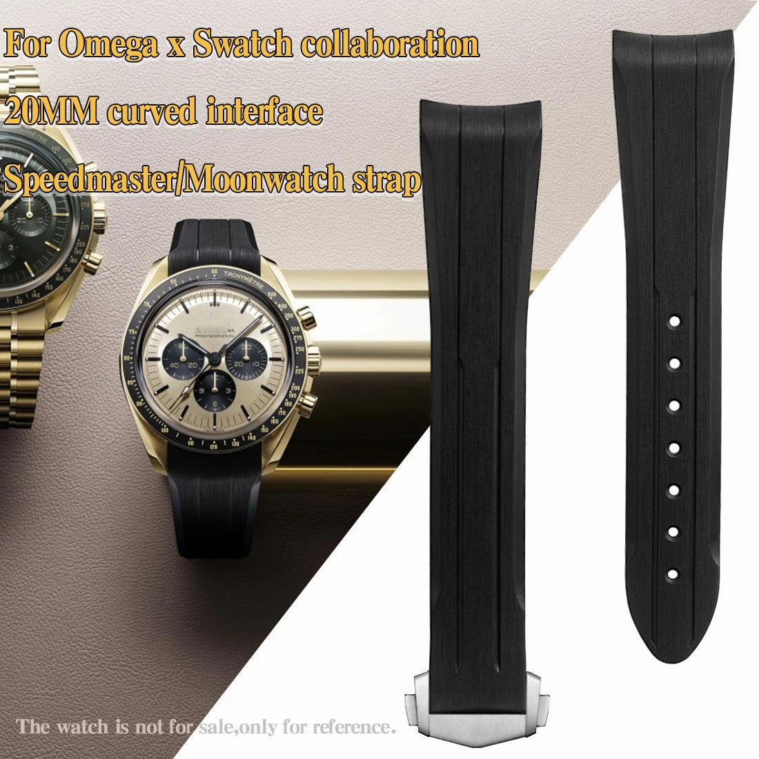Cinturino in gomma di silicone liquido, adatto per l'edizione comune Omega x Swatch, interfaccia ad arco da 20 mm/Speedmaster/cinturino per orologio con fasi lunari