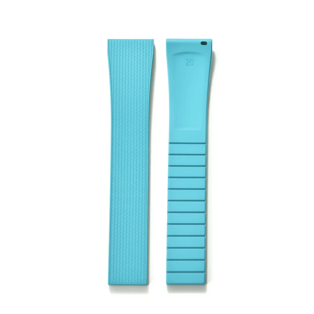 Bracelet de montre en caoutchouc FKM 20mm Style Delugs boucle papillon en argent découpée