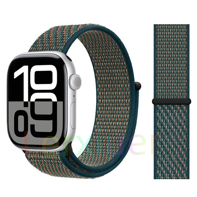 适用于 Apple Watch 46mm 44mm 45mm 40mm 41mm 42mm 的尼龙回环表带，适配 iWatch 系列 11 10 9 SE 8 7 6 5 4 Ultra 3 2 49mm