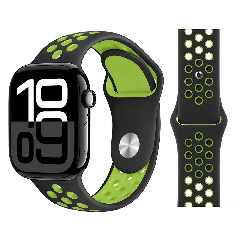 Bracelet en Silicone pour bracelets de montre Apple 46mm 44mm 45mm 40mm 41mm 42mm, Bracelet de Sport Correa iWatch série 11 10 9 SE 8 7 6 5