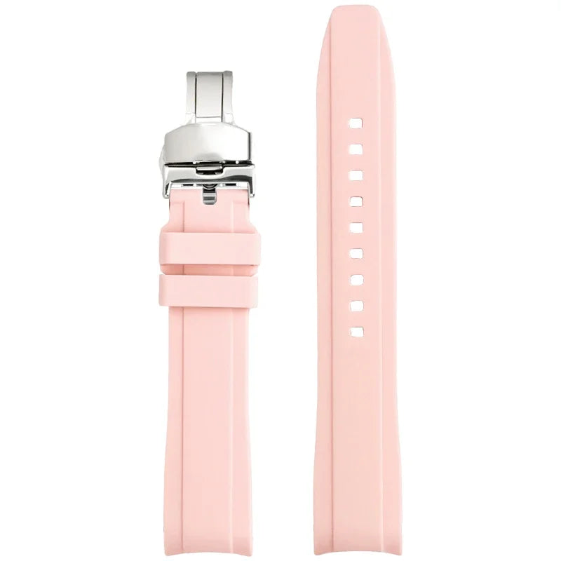 Bracelet universel en Silicone à haute résistance, 18mm 19mm 20mm 21mm 22mm, pour Tissot 1853, extrémité incurvée, boucle papillon, Bracelet de montre