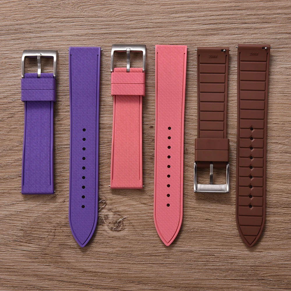 Premium FKM Rubber Watch Band 20mm 22mm Quick Release Diving Waterproof Watch Straps Soft Durable Unisex FPM Bracelets