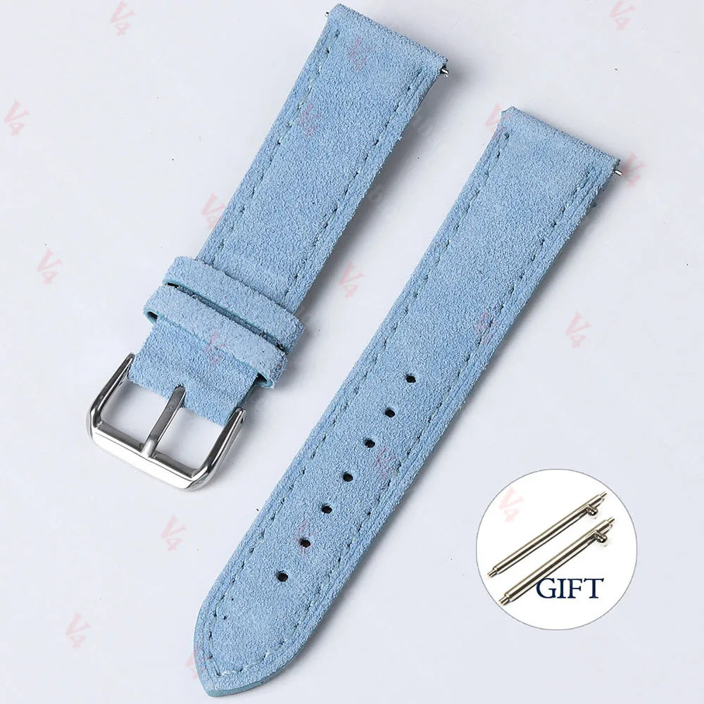 18mm 19mm 20mm 22mm Vintage daim peau de vache Bracelet de montre à la main Bracelet de montre gris marron vert Bracelet à dégagement rapide pour hommes femmes