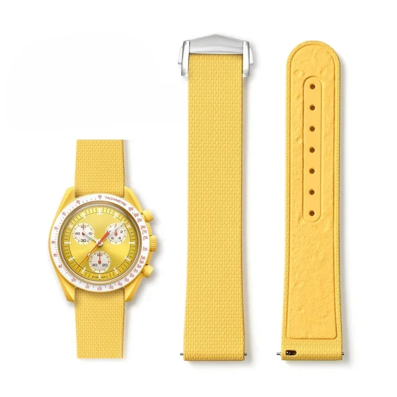 20mm Soft FKM Rubber Watch Strap, New, for Omega, Quick Release Bracelet for Seamaster, Waterproof Sports Watch Band