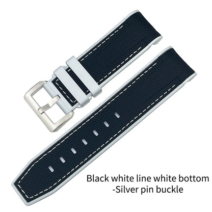 Cinturino per orologio in gomma intrecciata, 23mm 22mm, per Blancpain Fifty Fathoms 5000 5015, nero, blu, in morbido silicone, nuovo