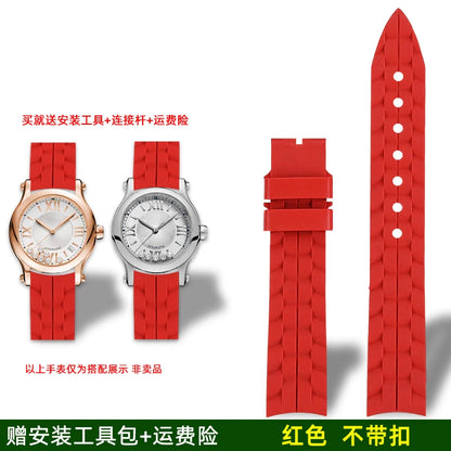 Montre Chopard Happy Diamond avec bracelet en silicone pour femme, bracelet de montre en caoutchouc étanche 15mm 18mm