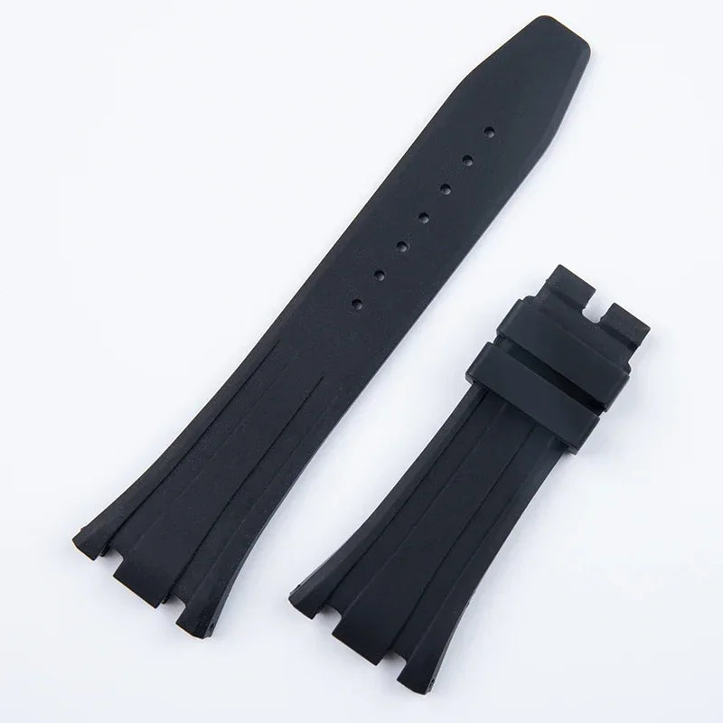 Cinturino per orologio in gomma morbida, 26mm, per cinturino AP, per Audemars Piguet, 15400, 15500, 26331, fibbia deployante a farfalla