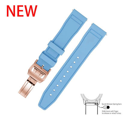 20mm 21mm 22mm Premium FKM Fluoro Rubber Watch Straps FPM Butterfly Buckle Quick Release Watch Bands for I-WC Watch Bands