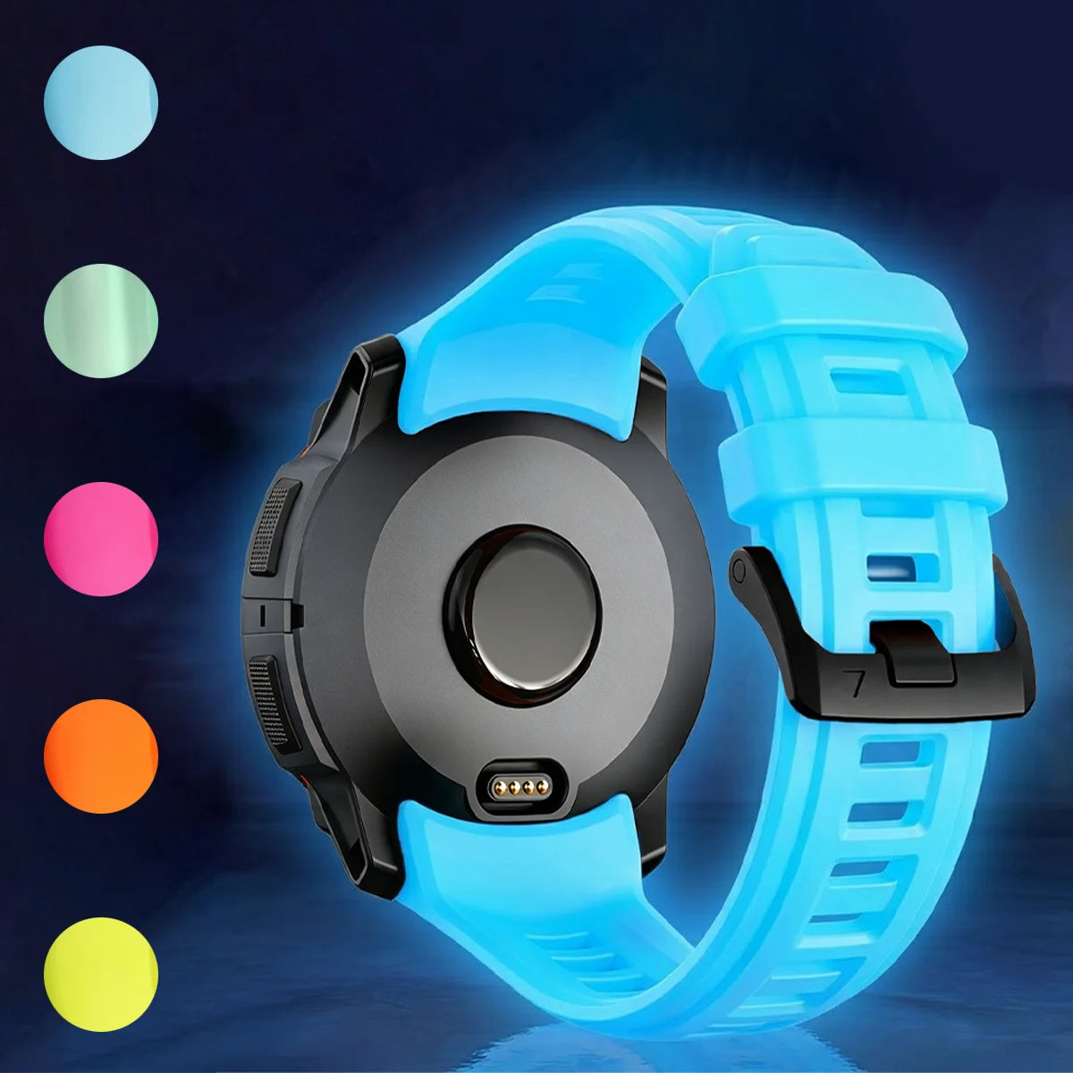 Cinturino per orologio in silicone luminoso, 22mm 26mm, per Garmin Instinct 3 (50/45mm)/Fenix 8Pro (47/51mm)/7/7X/6/6X/Tactix8/Forerunner970