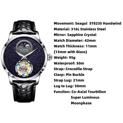 Orologio automatico da uomo Sugess Tourbillon S429
