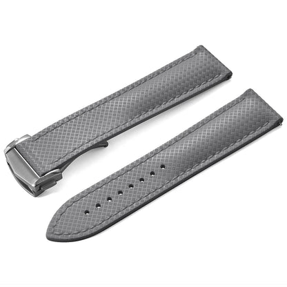 Cinturino per orologio in gomma FKM testurizzata per d-elug, fibbia deployante Premium a sgancio rapido, impermeabile, flessibile, 20mm 22mm
