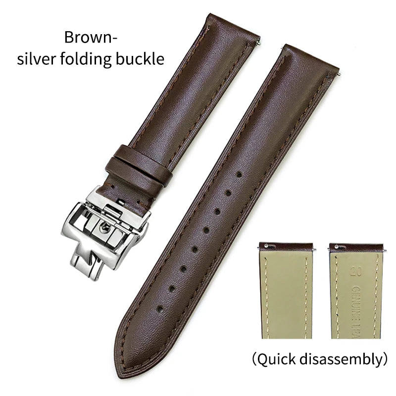 Bracelet de montre en cuir véritable à dégagement rapide 19mm 20mm 21mm 22mm pour Vacheron Constantin Patrimony VC, bracelet noir avec boucle pliable