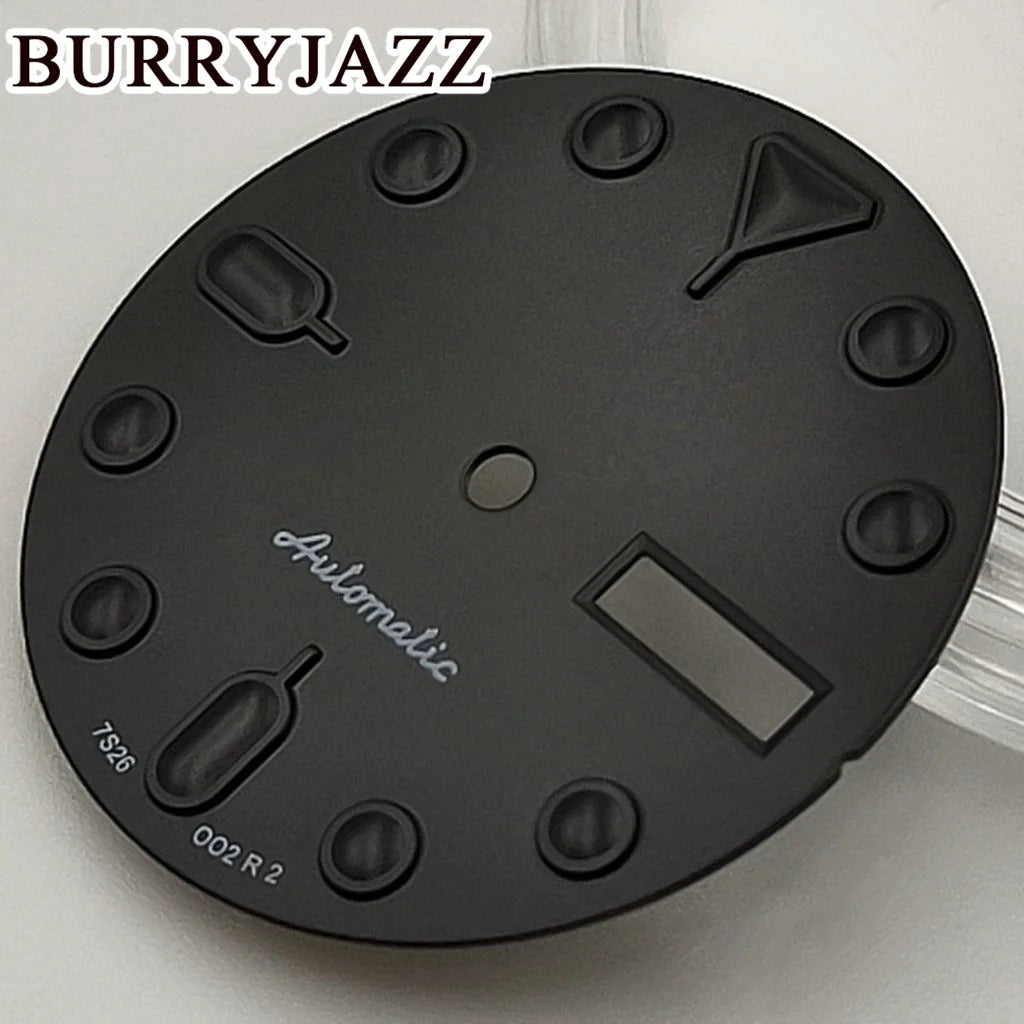 BURRYJAZZ-Watch dial without logo NH36, black dial, green dial Shoous Fit 3 O'Clock, 28.5 O'Clock Crown case, 3.8mm