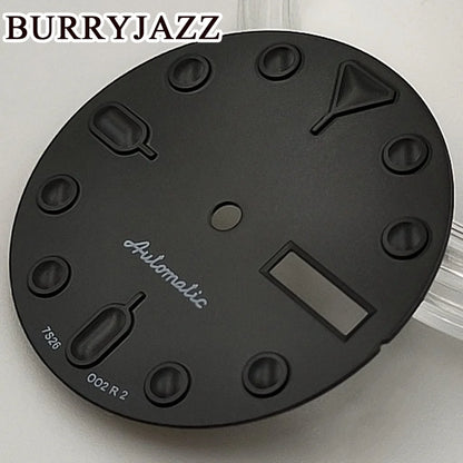BURRYJAZZ-Watch dial without logo NH36, black dial, green dial Shoous Fit 3 O'Clock, 28.5 O'Clock Crown case, 3.8mm
