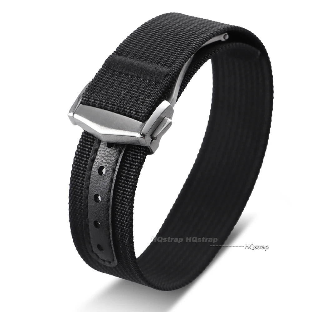 Bracelet en Nylon nervuré de 20mm pour Omega pour Swatch pour Moonswatch, boucle pliante en acier inoxydable, bracelet de montre de remplacement pour hommes et femmes