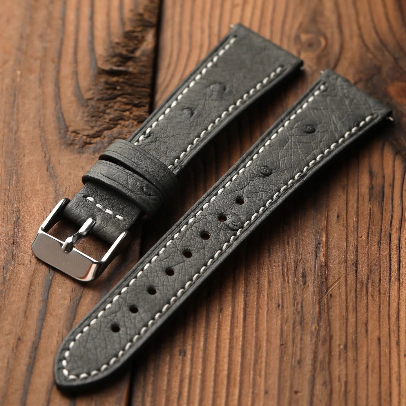 Cinturino in pelle di struzzo fatto a mano, 18 19 20 22 MM, morbido, ultra-sottile, blu, nero, marrone, stile retrò, adatto per orologi vintage