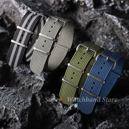 18mm 19mm 20mm 22mm New Ribbed Nylon Watch Strap Green Black Military Watchband for Seiko Army Sport Replacement Belt Strap
