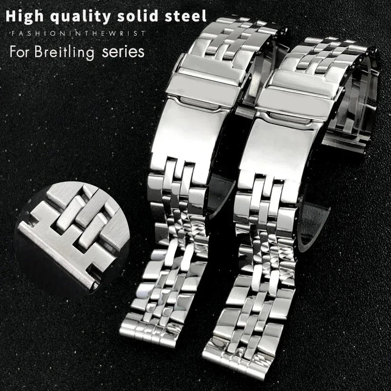 Convient pour Breitling bracelet de montre en acier inoxydable massif Avenger Challenger NAVITIMER SUPEROCEAN bracelet de montre en métal 18m 20mm 22mm 24mm