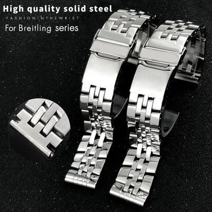 Convient pour Breitling bracelet de montre en acier inoxydable massif Avenger Challenger NAVITIMER SUPEROCEAN bracelet de montre en métal 18m 20mm 22mm 24mm