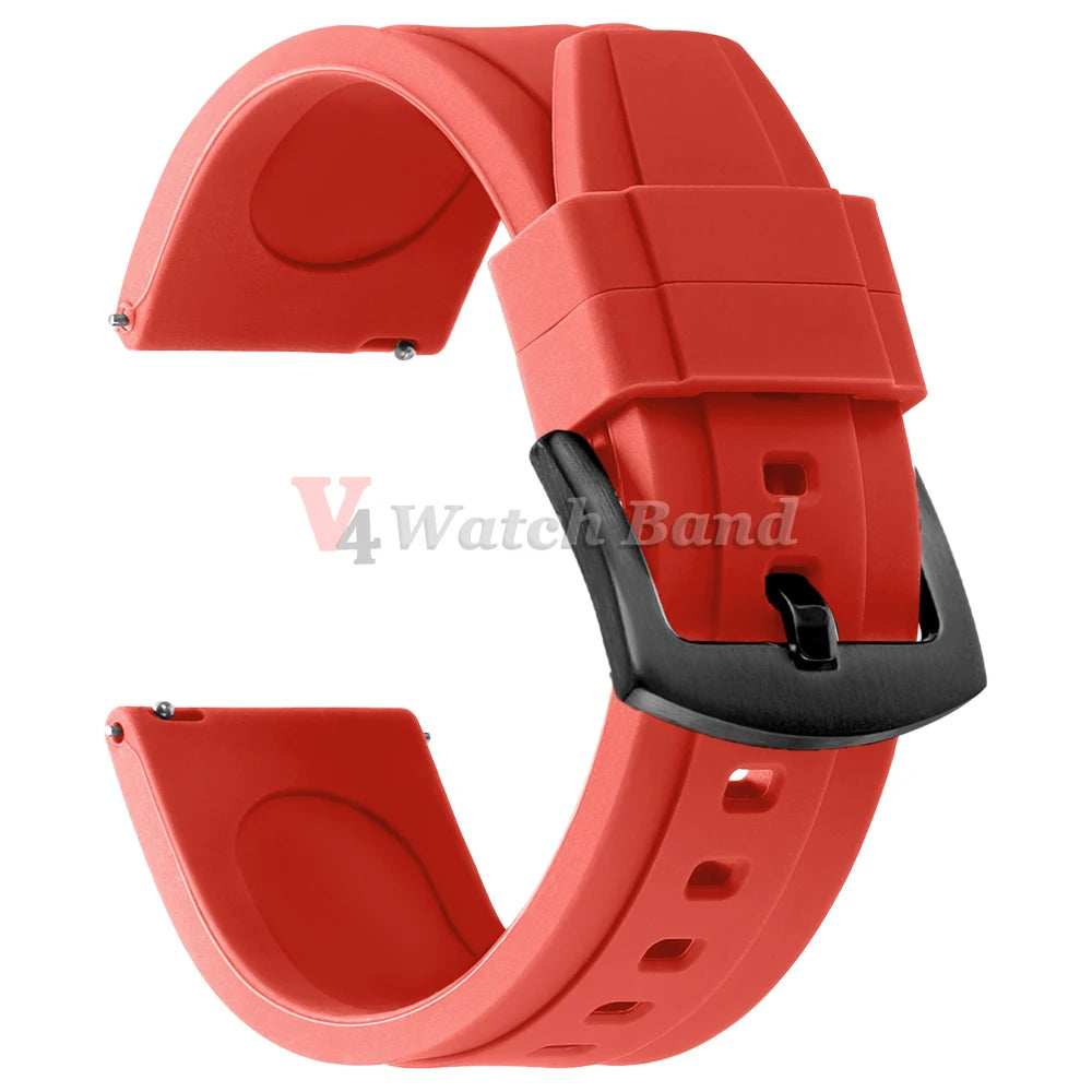 Bracelet de montre sport en silicone souple noir, marron, orange, bleu – Bracelets de 20 mm et 22 mm à libération rapide en caoutchouc de silicone