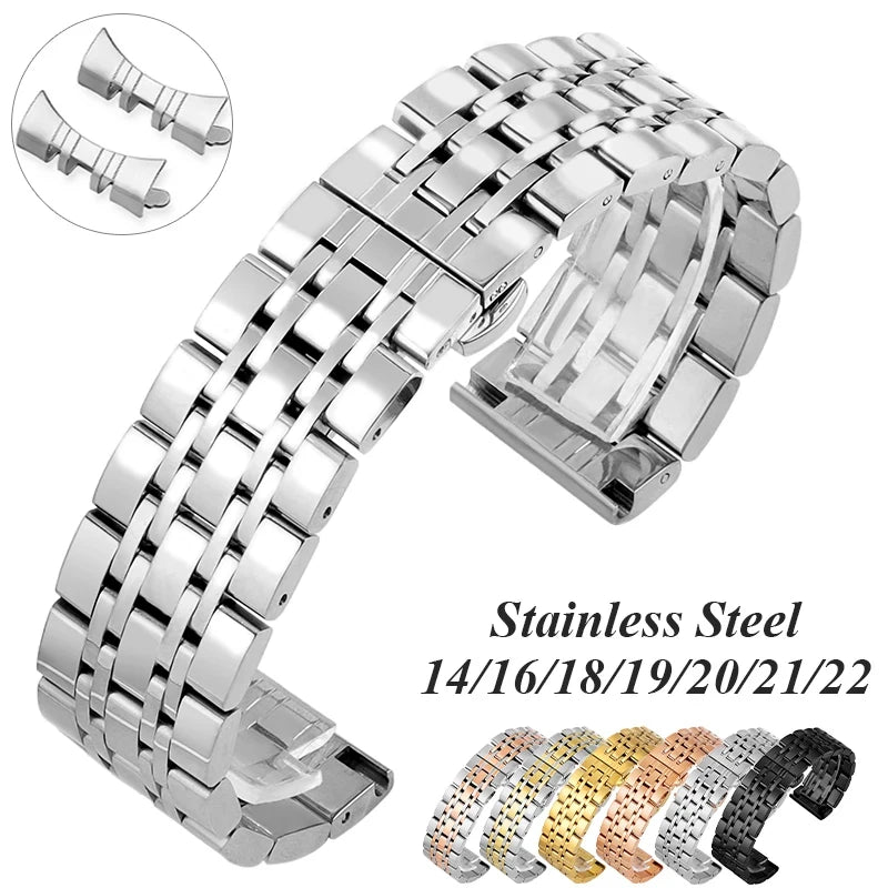 Cinturino per orologio con estremità curva, 14 16 18 19 20 21 22mm, in acciaio inossidabile, in metallo, accessori universali per cinturini di orologi