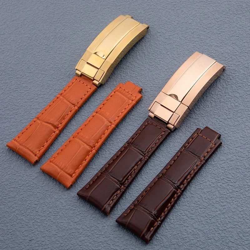 Bracelet de montre en cuir véritable souple de 21mm, pour Rolex, nouveau bracelet de 41MM Submariner Datejust 42mm Yacht OYSTERPERTUAL Omega