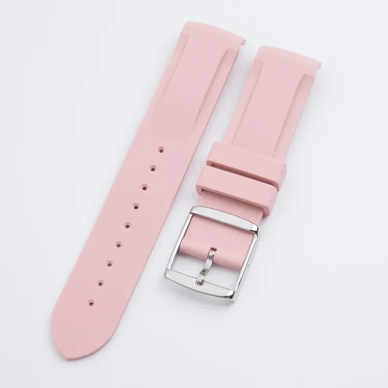 Nuovo cinturino in gomma morbida da 20 mm con estremità ricurve per Omega Strap Joint Moonswatch Constellation, bracciale sportivo impermeabile con fibbia ad ardiglione