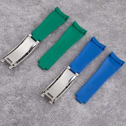 Soft FKM Fluoro Rubber Watch Strap, 20mm, for Rolex, for Submariner GMT OYSTERFLEX Daytona, with Glidelock Clasp