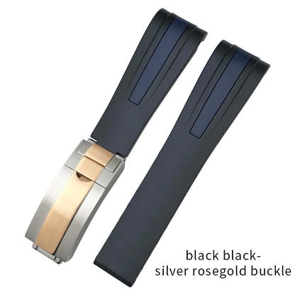 Uhrenarmband aus Kautschuk und Silikon, gebogenes Ende, 18mm 19mm 20mm 21mm 22mm, für Submariner DayRequiRolex Gstuff IWC Pilot, Uhrenarmband-Zubehör