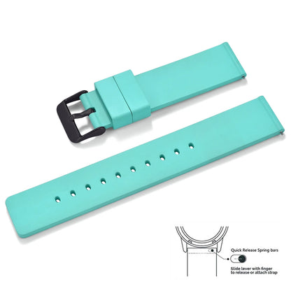 Premium quality smooth flat FKM rubber watch strap 16mm 18mm 20mm 22mm 24mm quick release soft rubber watch straps