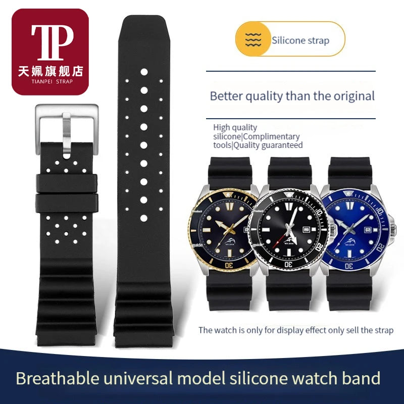 Seiko Rubber Watch Strap, 20mm, 22mm, Silicone, for Casio MDV-106 107 Dive SLA019J1, 2784