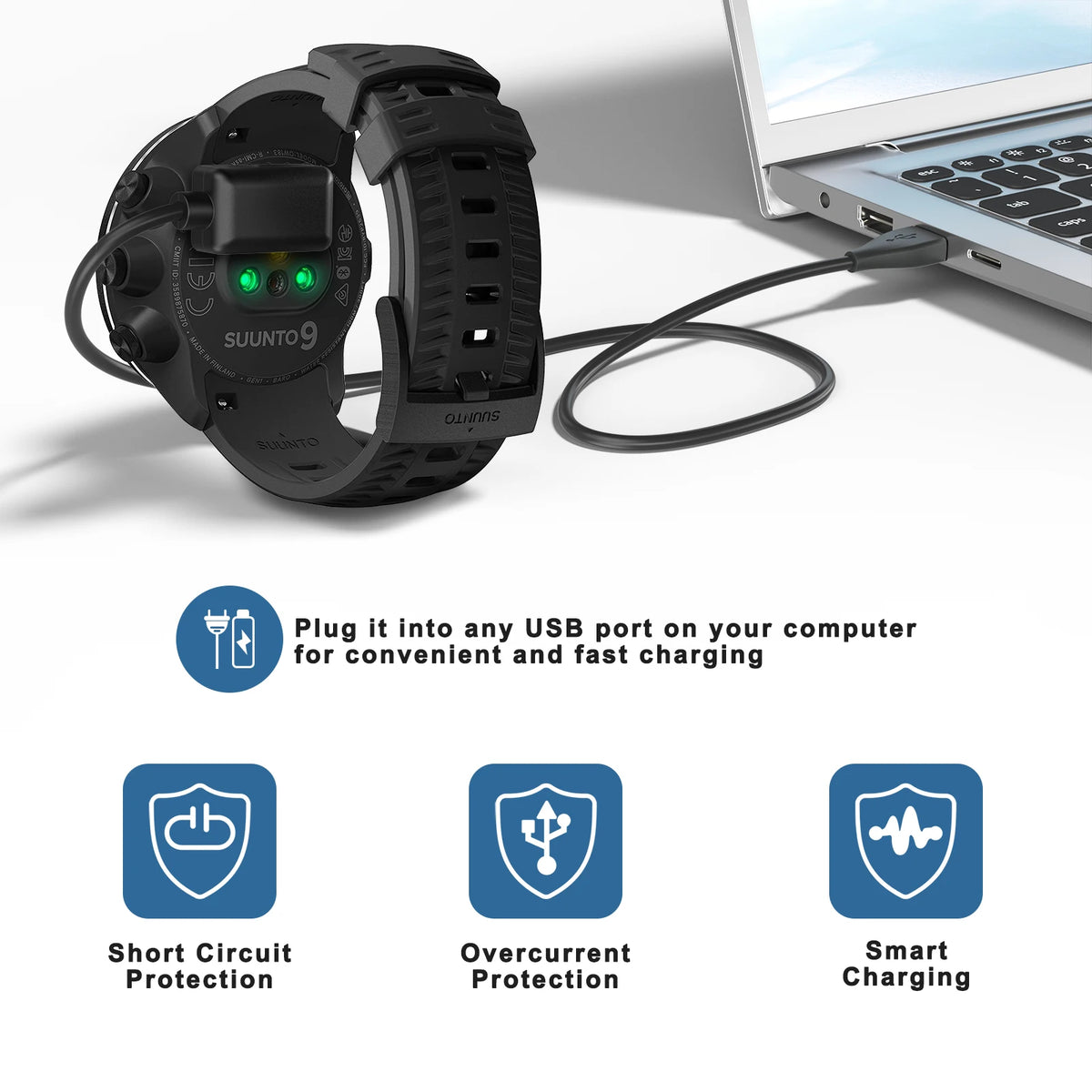Chargeur USB pour Suunto 9/Spartan Sport/EON Core/D5, câble de chargement pour Suunto Spartan Sport Wrist HR Baro/Spartan Ultra