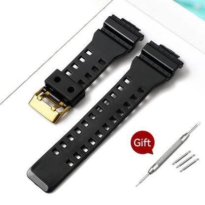 16mm Black Rubber Watch Strap for Casio G-SHOCK G-8900 GA-100 120 110GB