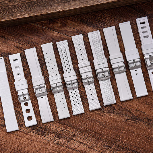 Nouveau bracelet de montre Tropical Waffle CTS blanc FKM à dégagement rapide 20mm 22mm bracelet de montre de plongée traditionnel en caoutchouc fluoré