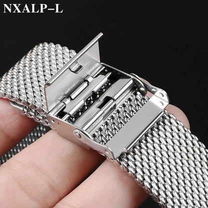 Bracelet de montre milanais en maille 1.0mm, pour DW pour Omega pour Seiko, Bracelet de montre à dégagement rapide en acier inoxydable 18mm 20mm 22mm 24mm