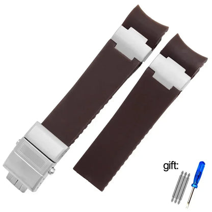 Bracelet de montre en caoutchouc silicone de haute qualité pour Ulysse Nardin 263 DIVER, extrémité incurvée, 22 mm, étanche