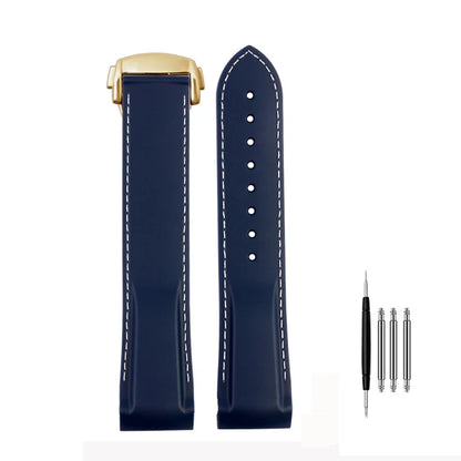 Cinturino per orologio da uomo in gomma e silicone, fibbia pieghevole, estremità curva, per Omega Seam84300 Speedmaster, 20 mm 21 mm 22 mm