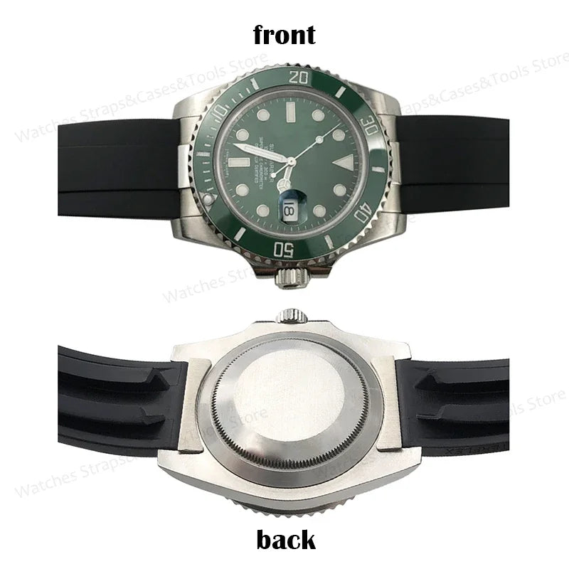 20mm Curved End Link for Rolex Watch Band Submariner Watch Strap Rubber Leather Strap Seamless Metal Connection 2PCS