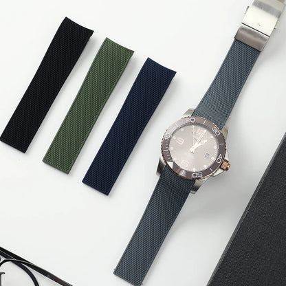 Bracelet de montre en caoutchouc de 21 mm pour la collection Longines Conquest – Bracelet de remplacement élastique souple