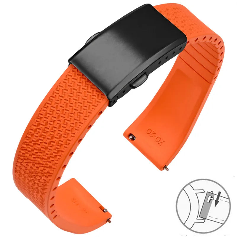 Bracelet montre Racing / Aviateur en caoutchouc Premium - Rapide, Boucle Déployante - A Découper