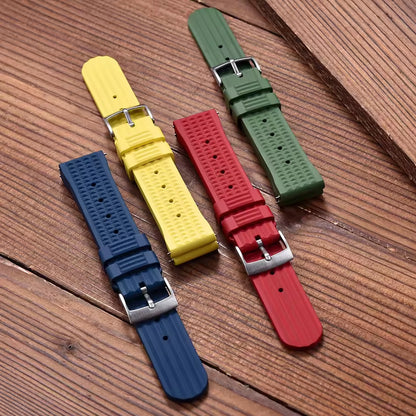 FKM bracelet de montre gaufré en caoutchouc 20mm 22mm bracelet en caoutchouc fluoré plongeur universel étanche confortable sport bracelets de montre à dégagement rapide