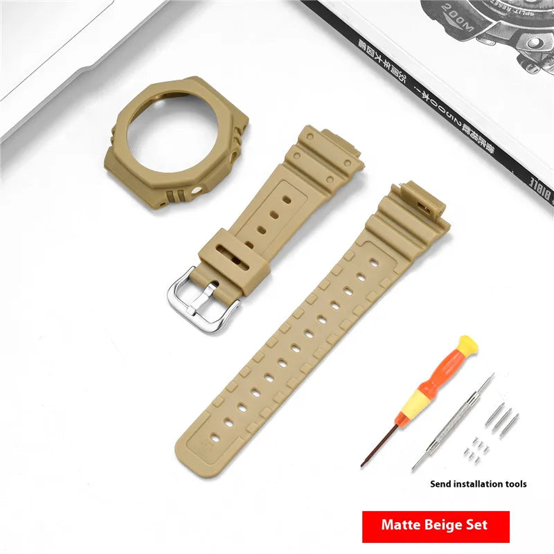 Bracelet de montre en résine pour Casio G-SHOCK GA-2100 GA-2110, Kit de modification de bracelet de montre en caoutchouc étanche pour hommes, avec outils
