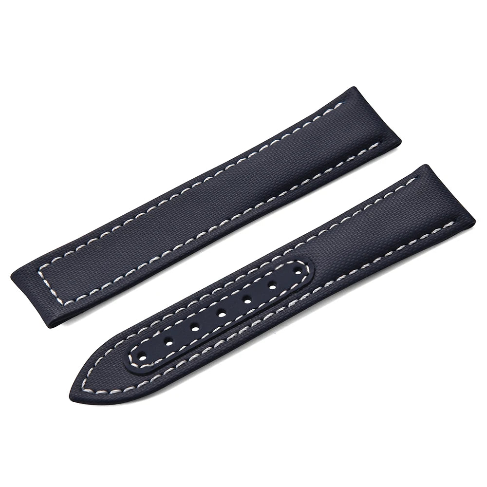 Bracelet de montre en Nylon en tissu voile, 20mm 22mm, en cuir, pour Omega Seamaster Swatch, boucle pliante, Bracelet universel