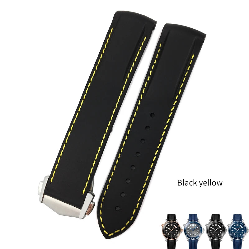 Bracelet de montre en caoutchouc et Silicone, 20mm 22mm, 19mm 21mm, pour montre Omega Seamaster 300 Planet Ocean, Longines Seiko SKX 007