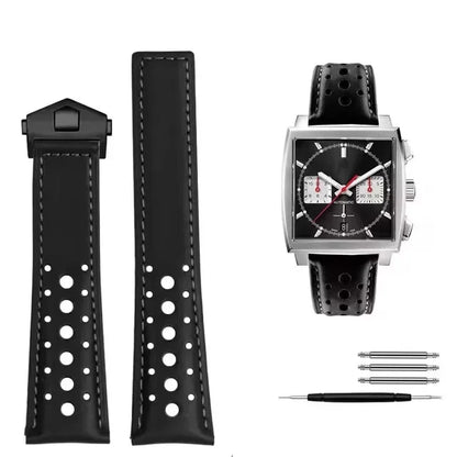 Bracelet montre 22mm Rallye en cuir véritable - Boucle Déployante Universel