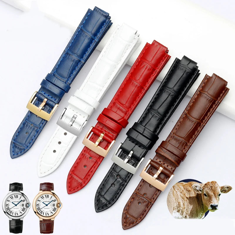 Bracelet de montre en cuir véritable pour ceinture à bouche convexe, 14x8mm, 16x8mm, 18x11mm, 20mm, accessoires de montre