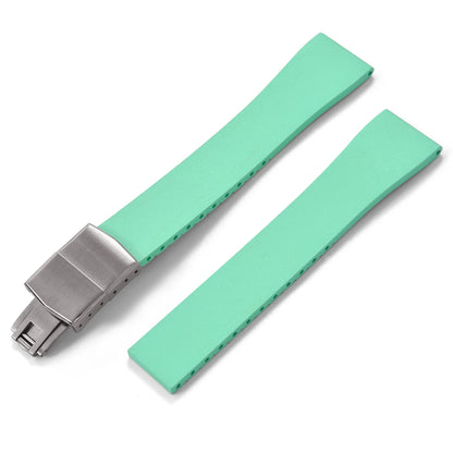 New CTS Fluororubber FKM Watch Straps 16mm 18mm 19mm 20mm 21mm 22mm Cut-to-Size Quick Release Butterfly Silver Buckle Watch Straps