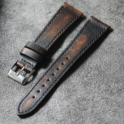 Handmade Italian Brushed Vintage Watch Strap 18 19 20 22MM Men's Vintage Bracelet, Soft Quick Release Bracelet, Premium Leather