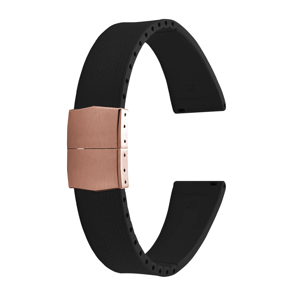 Cinturini per orologi in gomma Delugs CTS Fkm da 20 mm con fibbia a farfalla, 4 colori, texture unica, cinturino per orologi a sgancio rapido per orologi di marca